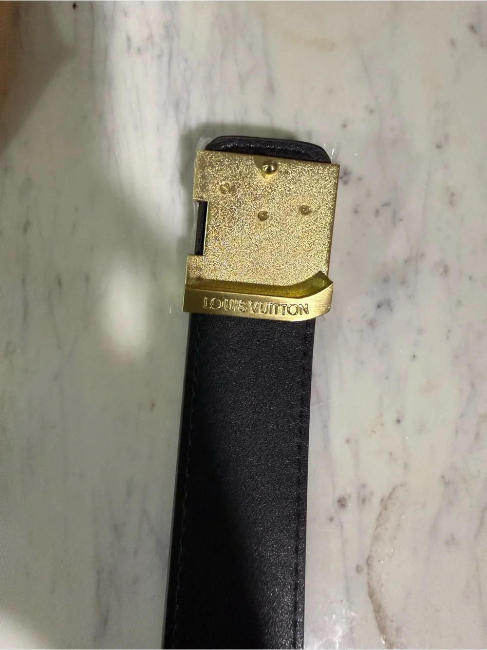 Louis Vuitton Brown Monogram Men's Belt with Gold LV Buckle